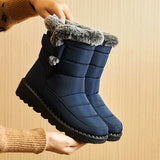 Fur Waterproof Snow Boots for Women Thicken Plush Ankle Booties Woman Winter 2023 Non Slip Warm Padded Boots Plus Size