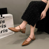 Breakj Women In The Autumn Of 2025 New French Pointed Light-Pointed Mary Jane Shoes With Thick