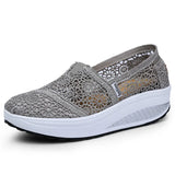 Women Shoes 2023 Fashion Mesh Breathable Sport Sandals Summer Wedge Platform Lace Sneakers Female Weave Casual Shoes