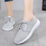 De Mujer Lady Cute Light Weight White Mesh Breathable Spring & Summer Lace Up Shoes Sapatos Femininas Cool Shoes