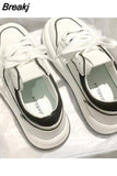 Autumn New Women's Flat Sneakers Plaid Women's Platform Casual Breathable Shoes Lace Up Vulcanized Shoes Tenis