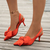 Womens New Luxury Brand High Heels Sexy Pointed Toe Slip on Bow Casual Shoes Sweet Office High Heels Dress Womens