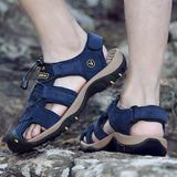 Men Summer Shoes Genuine Leather New Men Sandals Beach Fashion Slippers Outdoor Non-slip Casual Driving Shoes Big Size