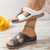 Mixed Color Summer Wedge Slippers Women 2023 Fashion Hollow Out Platform Sandals Woman Non Slip Beach Shoes Size