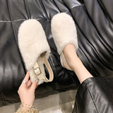 Breakj Women In The Autumn And Winter 2025 New With Velvet Warm Round Head After The Tripty Bag Head Wear A Hundred Low Heel Hair