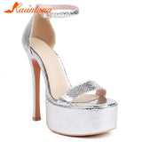 Brand 2023 Thin High Heel Ankle Strap Pumps Shoes Pointed Toe Metallic Feel Design Sexy Style Spring Summer Lady Women