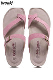 2023 New Summer Unisex Beach Cork Slippers Casual Women Men Nubuck Leather Solid Color Non-slip Flip Flops