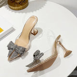 Women Pumps Luxury Rhinestone Bowknot Pointed Toe High Heels Sandals Ladies Wedding Prom Shoes Sandalias De