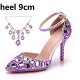 Breakj Tuxedo Diamond Wedding Shoes 9 Fine Heel Pointed Sandals Luxury Water Drill Wedding Shoes