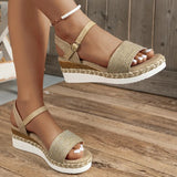 Canvas Wedge Sandals for Women Summer 2023 Casual Espadrilles Platform Sandles Woman Thick Sole Non Slip Gladiator