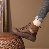 New Spring and Autumn Women's Casual Shoes Women's Multi color Fashion Boots Thick Sole Lace up Women's Ankle