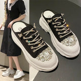 thick-soled designer canvas shoes women's 2022 new all-match platform shoes thick-soled heightened casual daddy
