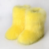 and The United States In The Tube 2023 New Casual Women's Shoes Fox Fur Boots Plus Velvet Anti-ski Boots Botas Para