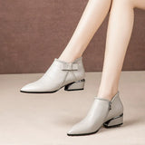 Boots Women Platform Lace Up Buckle Shoes Thick Heel Pointed Winter Warm Short Boot Casual Gingham Boot Plus Size