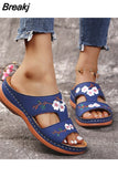 Sandals Comfortable Soft Slippers Women 2023 Embroider Flower Colorful Ethnic Flat Platform Open Toe Outdoor Beach