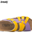 2023 New Fashion Summer Cork Slipper Women Casual Beach Non-slip Outside Cut-outs Slip on Slides