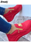 Women Sports Shoes Side Zipper Platform Sneakers Pu Leather Fashion Lady Footwear M Vulcanized Comfot Tennis Female
