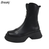 Winter Shoes Thick Sole Women Ankle Boots Fashion Square Toe Zippers Ladies Elegant Short Boot Platform Flats