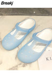 Women Blue Summer Sandals Rubber Jelly Shoes Non Slip Comfort Women Slipper And Sandal Hot Sale Women Beach Shoes Indoor
