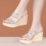 Heel Transparent Fashion Wearing Fish Mouth Sandals Women 2023 Summer Muffin Thick Soles Full-Size