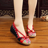 Breakj Not Include Shoe Box Single Shoes Full Size Inside Raised 5 Cm High Heels Embroidered Cloth Shoes Spring And Summer Women's