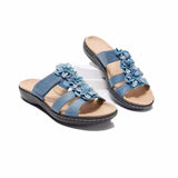 Women sneaker slippers Summer 2023Size 43 Hollow One-word Slippers Women's Casual Leather Wedge Sandals Flowers Beach