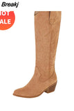 Women's Western Boots 2023 Autumn Winter Fashion Chunky Heeled Cowboy Boots Vintage Style Country Western Cowgirl White