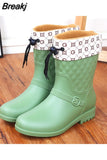 Rain Boots Women Wading Boots Gumboots Wellies Plush Warm Winter Female Galoshes Rainboots Woman Regenstiefel Snow