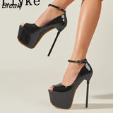 Black High Heels For Women 2023 Sexy Peep Toe Party Club Stripper Stiletto Shoes Ladies Platform Pumps Sandals Size