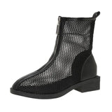 Women's sandals 2023 new summer fashion hollow short front zipper mesh shoes