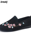 Mesh Flat Shoes Ladies Lightweight Sneakers Autumn Chinese Style Embroidered Flat Shoes Breathable Outdoor Walking