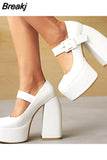 Dropship 2023 Spring Summer Platform Woman Mary Janes Shoes Pumps Elegant Office Lady Woman Shoes Pumps Big Size