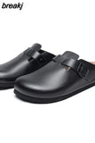 2023 Fashion Men Beach Cork Slippers Summer Unisex Solid Color Non-slip Outside EVA Waterproof PU Leather Slide