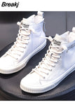 Leather Platform Sneakers For Women Spring Casual Little White Shoes Ladies High Gang Vulcanized Shoes
