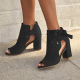 Plus Size Bow Women's Square Root Leak-toe Fish Mouth Women's High Heel Sandals Comfortable Women's Sandals Shoes