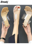 High Heels Women Shoes Clear Heels Fashion PVC Transparent Shoes Heels Sandals Women Slippers Open Toe Party Wedding