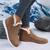 Size Thick Plush Snow Boots Women Faux Suede Flat Heels Fur Winter Shoes Woman Slip On Keep Warm Ankle Botas Femininas