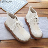 Retro Suede Thick-Soled Big Head Doll Shoes Autumn Winter Handmade Casual Short Boots Women Boots Harajuku Ankle