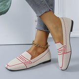 Autumn Breathable Mesh Geometric Wedges Sneakers Slip-On Low Heel Square Toe Lazy Shoes Vulcanized Loafers Zapatos De