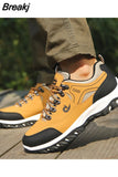 Men Shoes Casual Breathable Hiking Walking Sneakers Outdoor Ultralight Leather Slip-on Climbing Trekking Sneakers Man