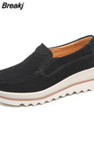 New Autumn Women Roud Toe Sneakers Faux Suede Platform Loafers Slip On Casual Moccasins Ladies Walking Shoes Driving