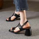Women's Sandals 2024 Summer Thick Sole High Heels Ladies Sandal Shoes for Women Retro Open Toe Back Strap Sandalias De