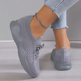 Women's Breathable Knitted Sneakers Autumn Comfort Thick Bottom Walking Shoes Women Non Slip Mesh Flat Shoes Size