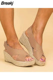 Sandals Fashion Women's Strap Hemp Rope Sandals Wedges Shoes Casual Woman Peep Toe Espadrille Femme Wedge Heels