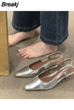 Sandals Stiletto Heels 2023 Women's Clear Shoes All-Match Medium New Closed Pointed Girls Summer Fashion Rubber Rome Basic