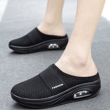 Summer Women Lightweight Mesh Sandals Fashion Wedges Outdoor Closed Toe Slippers Ladies Solid Slip On Shoes Casual