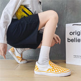 Chessboard Canvas Shoes for Women Casual Sneakers Ladies Walking Shoes Slip on Loafers Sport Shoes Baskets Femme