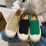 Thick-soled Women Shoes Canvas Loafers Women Design Sense Sneakers Slip-on Flat-bottom Casual Platform Shoes Sneakers