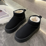 Women Short Plush Warm Snow Boots Casual Shoes New Suede Fur Chelsea Ankle Boots Flats Platform Ladies