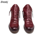 Men Boots Fashion Chelsea Boots Leather Ankle Boots Double Side Zipper Non-slip Shoes for Men Platform Boots Zapatos De